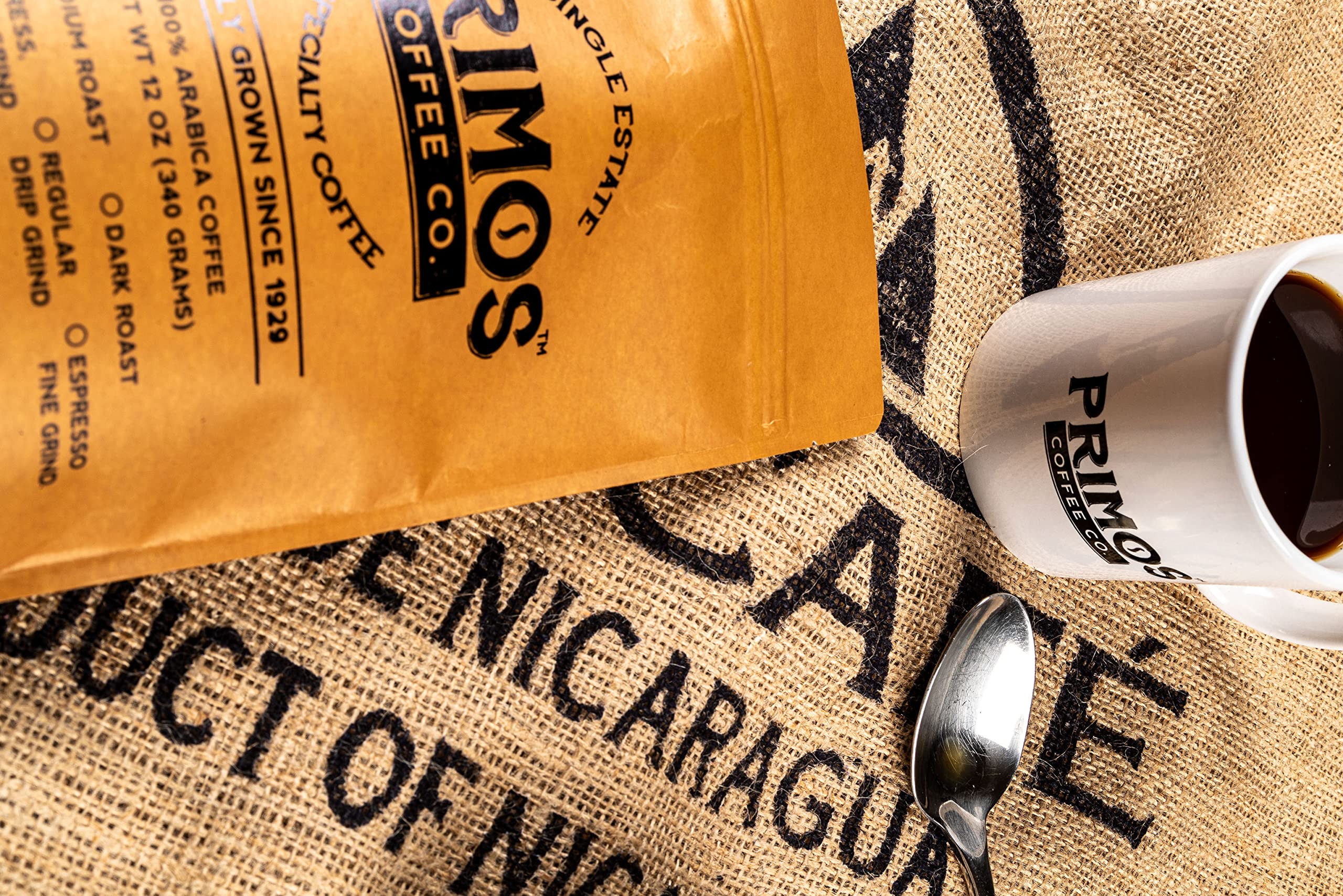 Primos Coffee Co Dark Roast Specialty Coffee - Coarse Ground for French Press (12 Oz) | Perfect for Home Brewing, Camping & Office Use