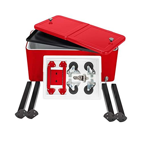 80 QT Rolling Cooler with Wheels and Shelf - Portable Outdoor Ice Chest for Camping, Tailgating, Beach Parties, and Backyard BBQs - Heavy Duty Drink Cooler Cart for Patio, Picnics, and Outdoor Events