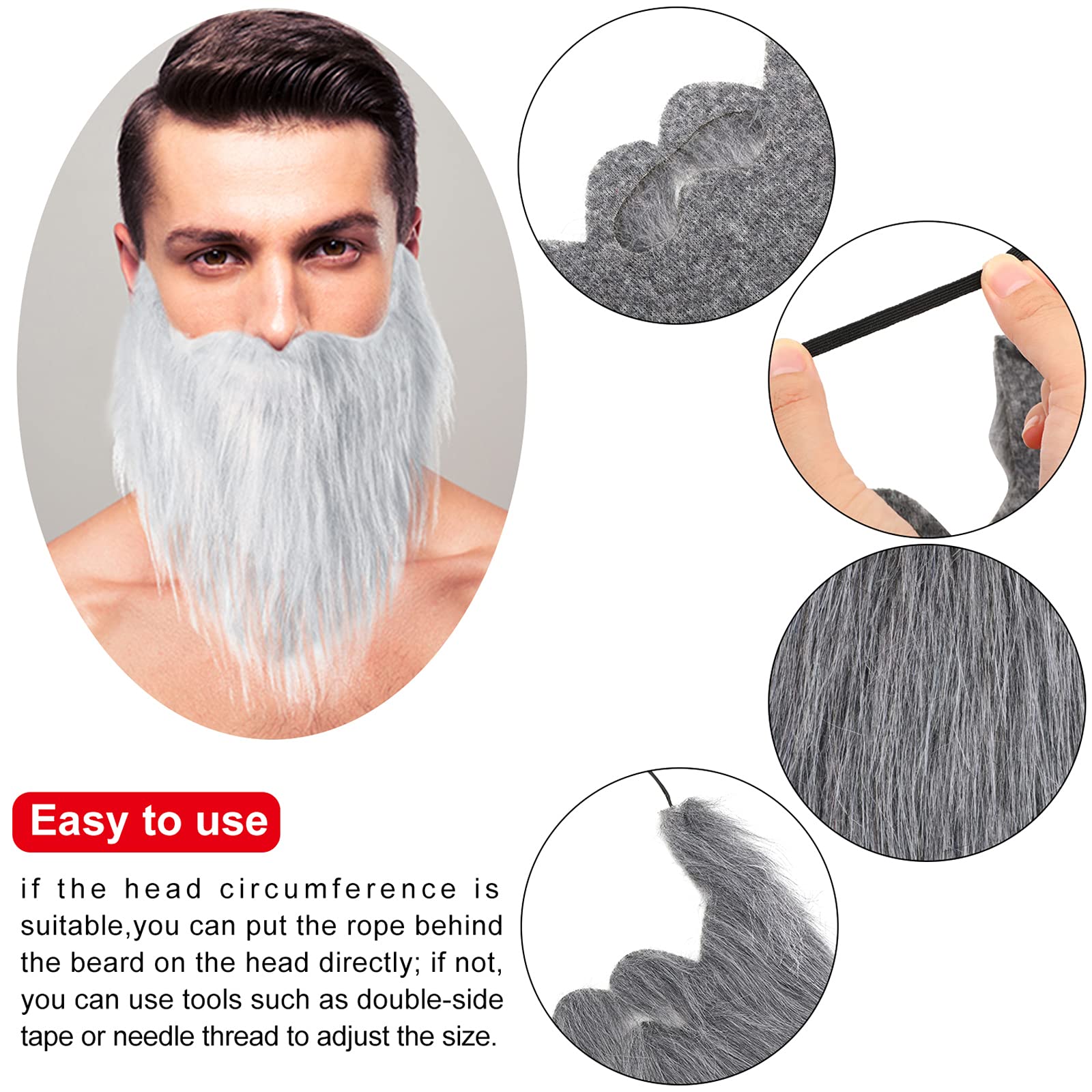 16 Pieces Fake Mustache & Beard Set - Adjustable Elastic Rope Costume Accessories for Halloween, Cosplay & Party - Funny Mustache & Whiskers for Men & Women - Perfect for Costume Parties, Themed Events & Dress-Up Fun