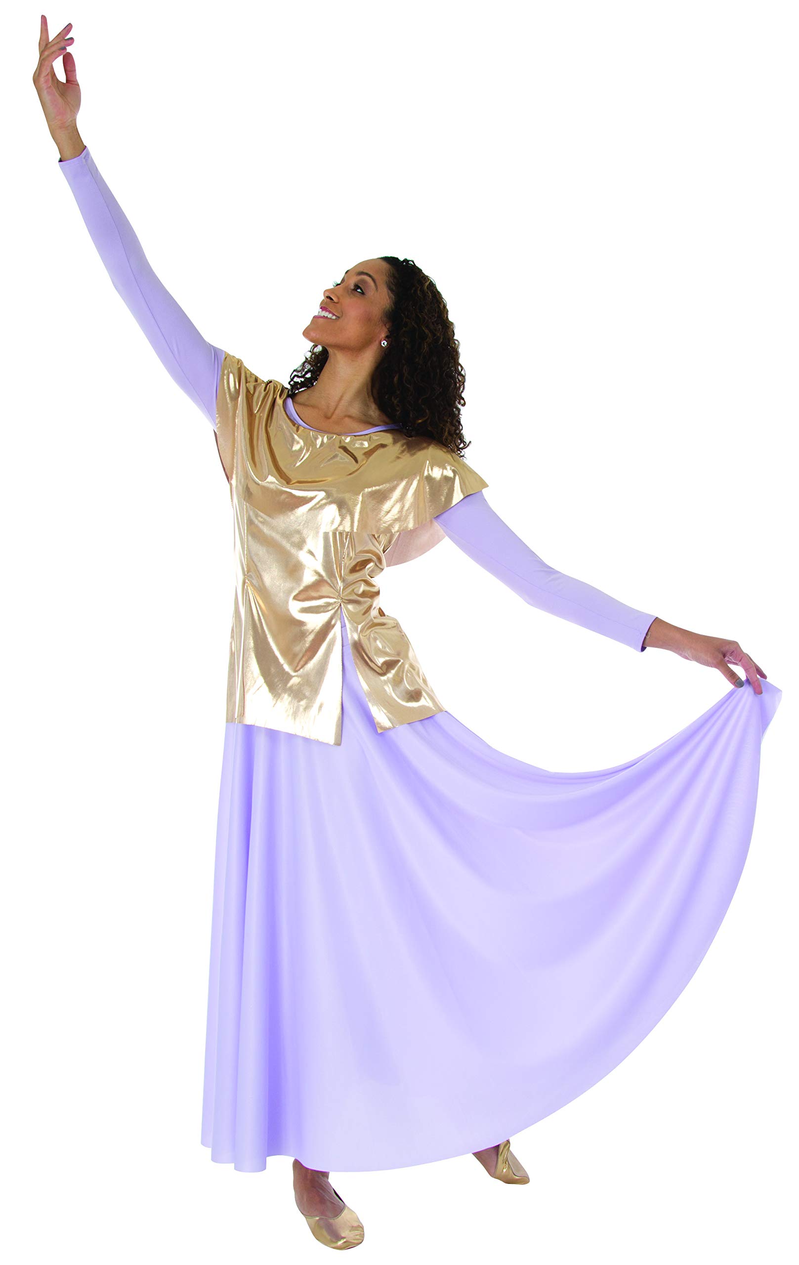 Body Wrappers Women's Metallic Gold Tunic Pullover Top - Size Large (577) | Perfect for Dance, Yoga & Casual Wear