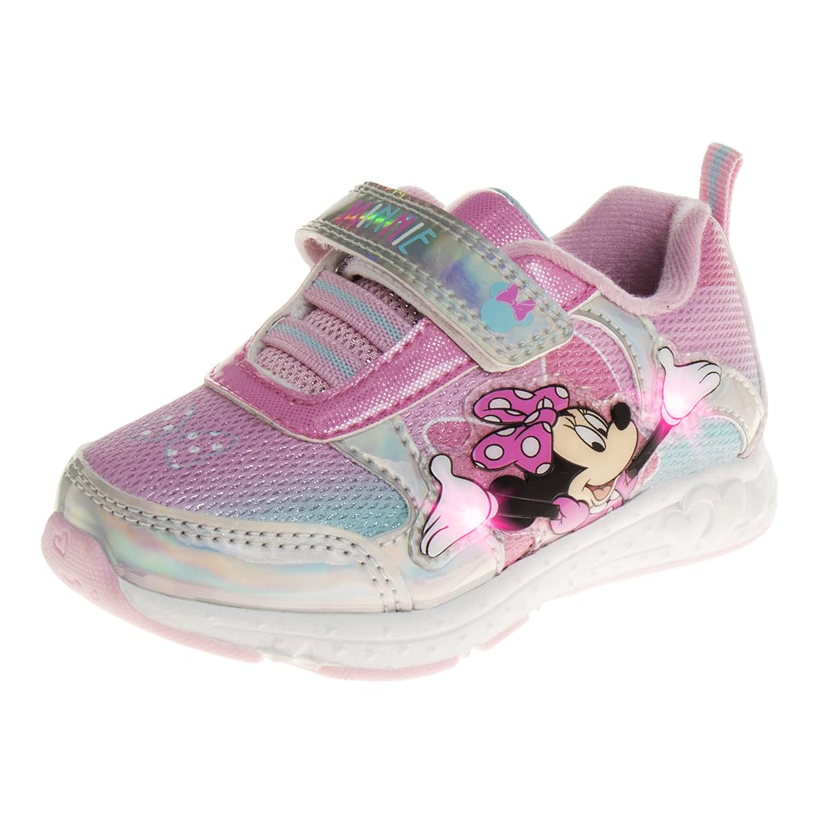 Disney Minnie Mouse Light Up Sneakers for Girls - No Tie Toddler & Little Kid Running Shoes - Comfortable & Cute for Playtime, School & Daily Wear