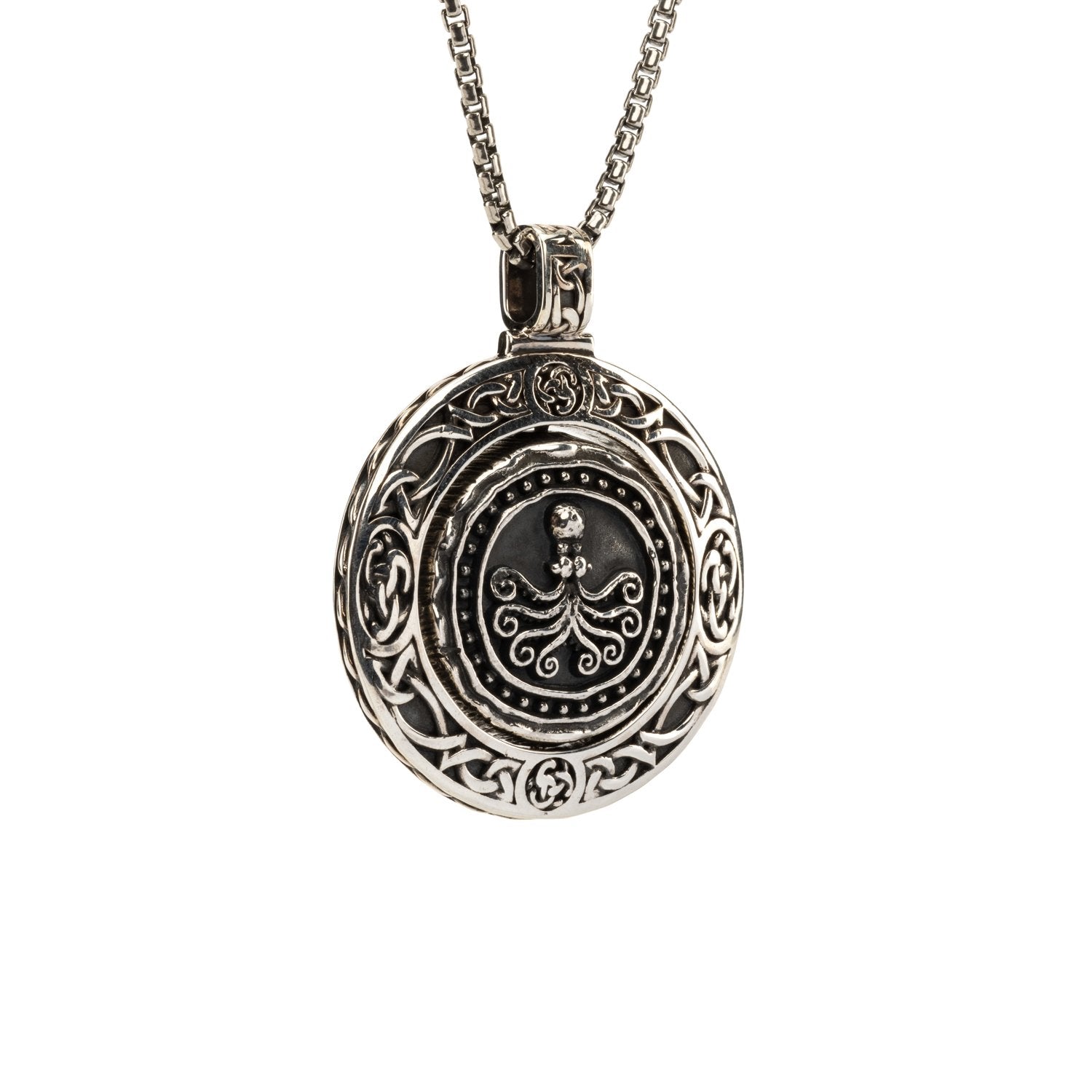 Ancient Celtic Coin Spinner Pendant - Silver & Bronze Viking Jewelry for Men and Women - Perfect for Historical Reenactments, Pagan Rituals, and Unique Gift Giving