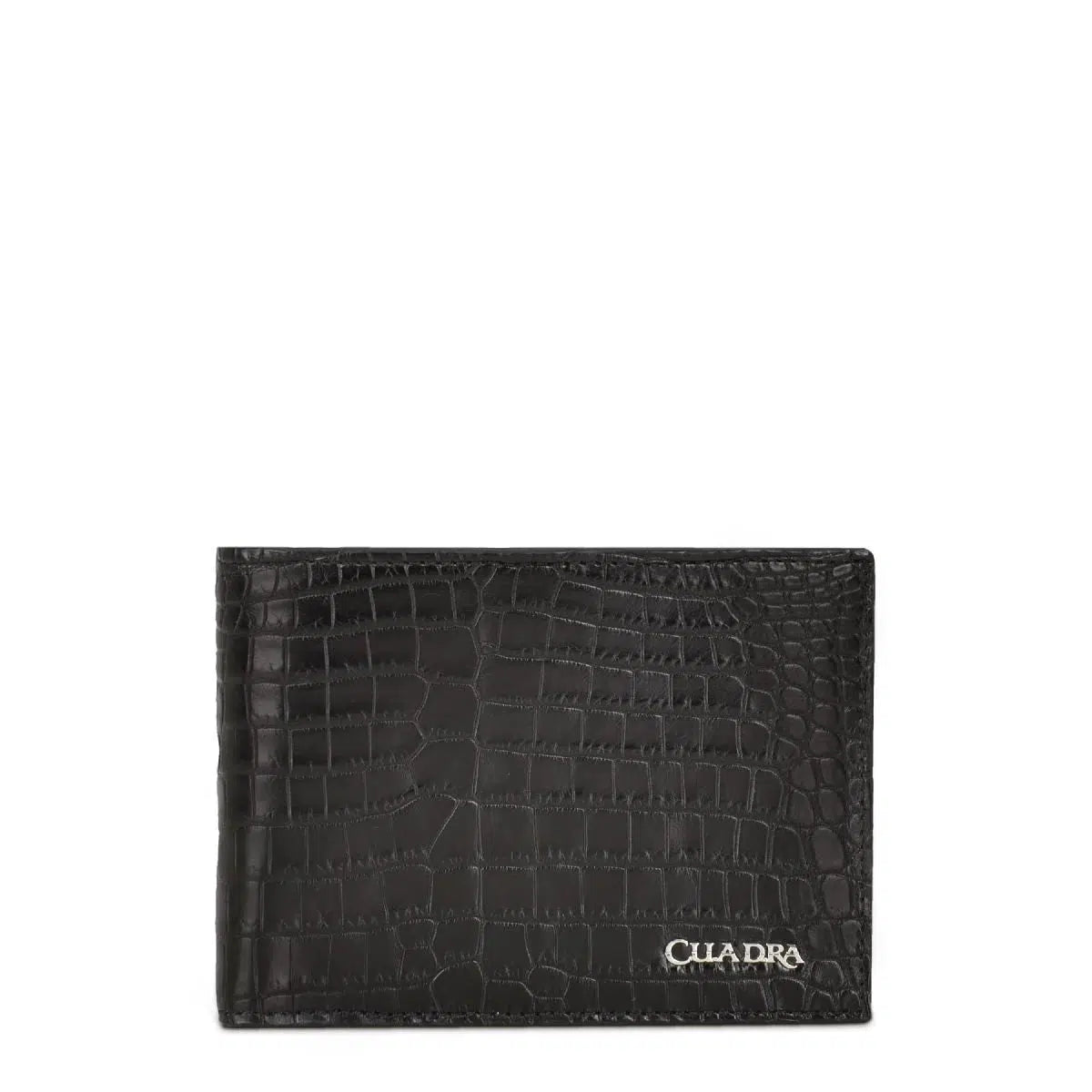 Premium Men's Niloticus Exotic Leather Bifold Wallet - Classic Black Cuadra Design for Everyday Use & Business Style
