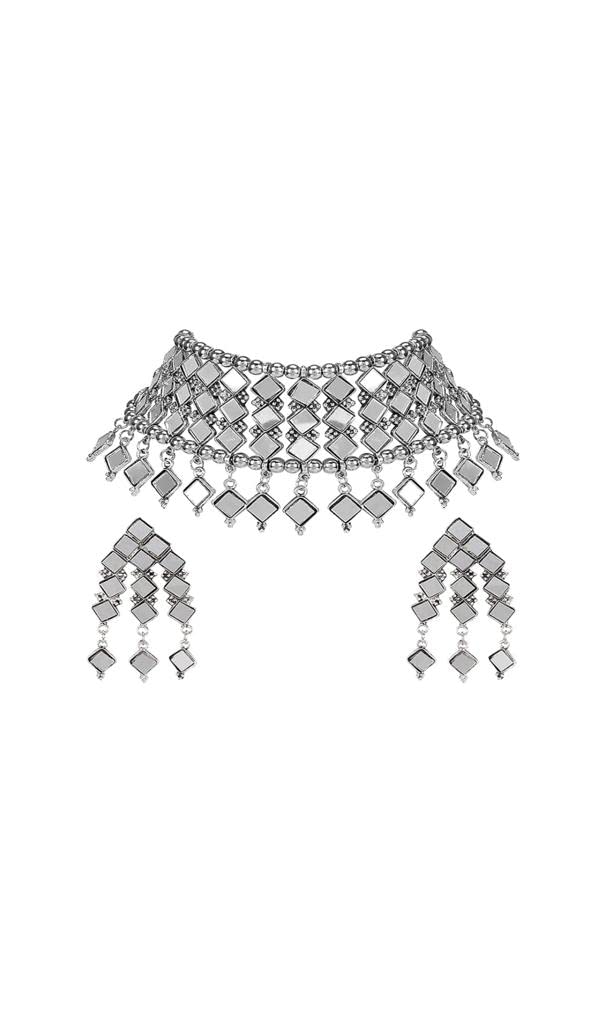 Oxidized Afghan Jewelry Set - Elegant Glass Choker Necklace for Women & Girls | Perfect for Parties, Weddings & Special Occasions