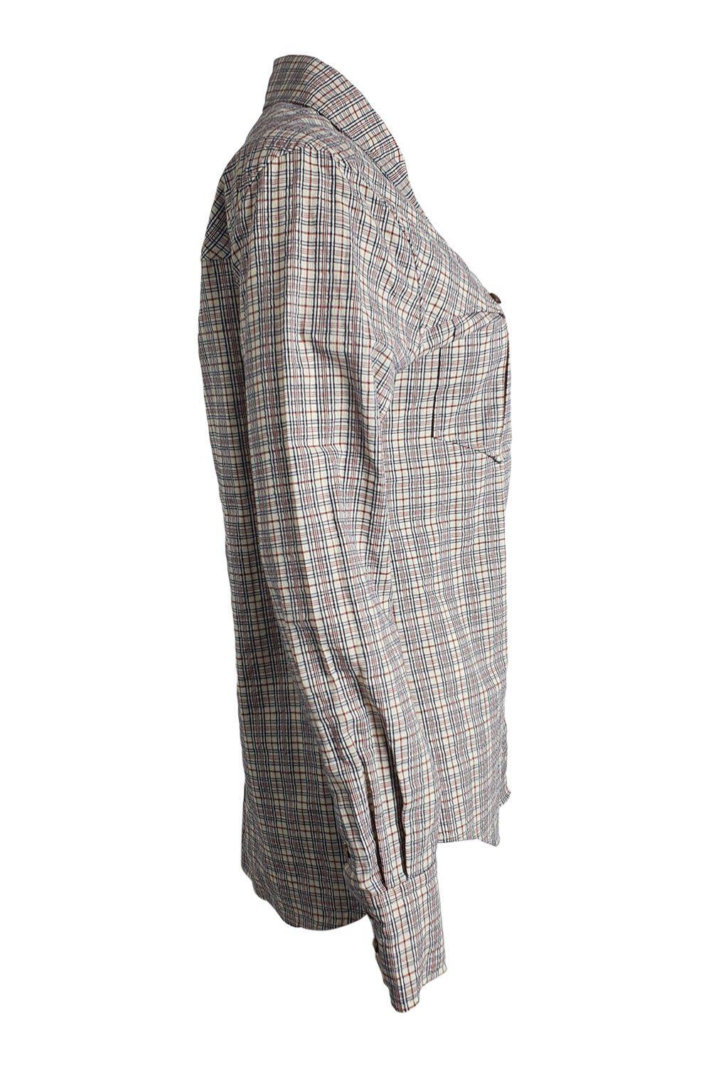 ISABEL MARANT 100% Cotton Pink & Grey Checked Cowgirl Shirt Women's Size 38 - Western Style Button Up Top for Country Music Festivals & Rodeo Events