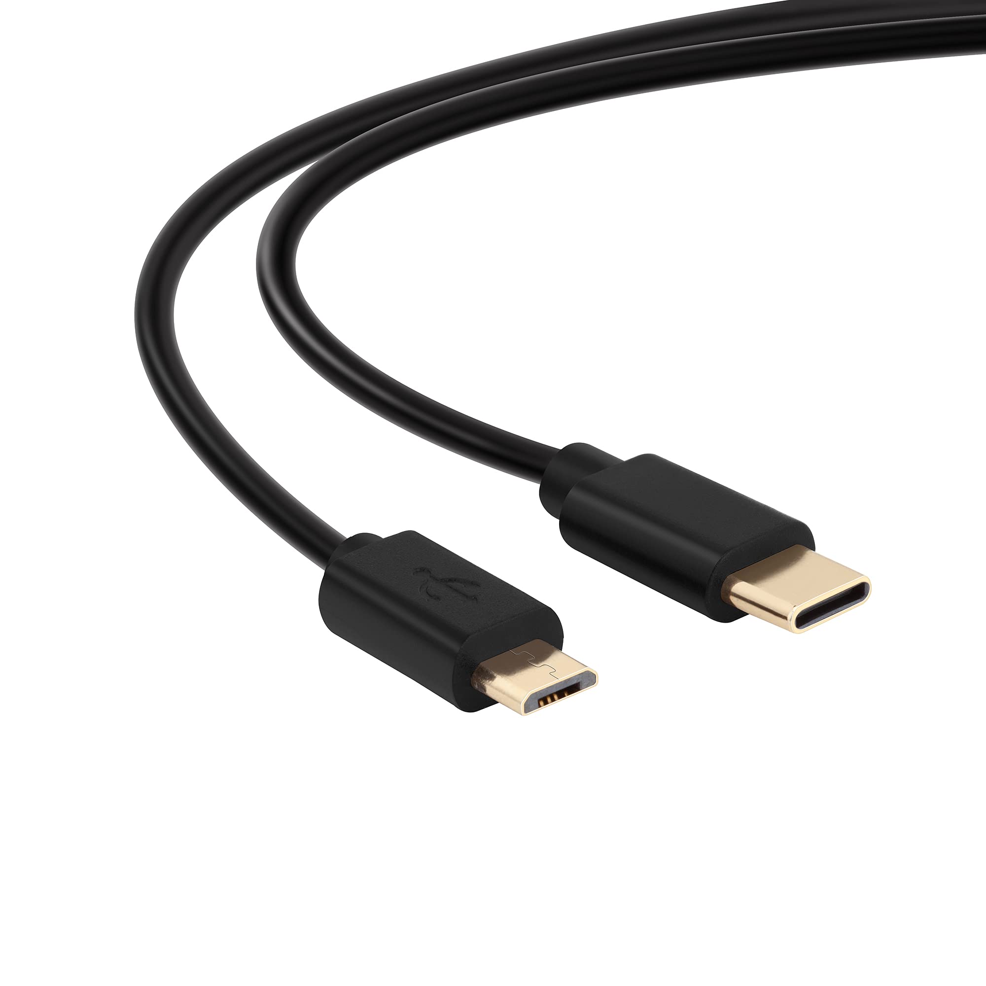 1m USB C to Micro USB Cable 2.0 Fast Charging & Data Sync Cord with Gold-Plated Connectors - Perfect for Smartphones, Tablets, Power Banks & Portable Devices (Black)