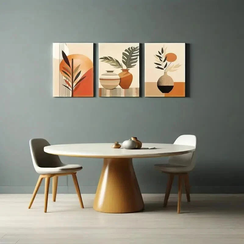 3-Piece Bohemian Modern Abstract Geometric Metal Wall Art Prints - Ready to Hang Home Decor for Living Room, Bedroom & Office
