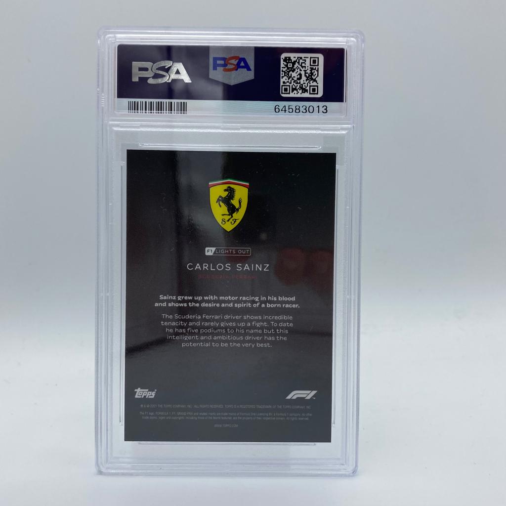 PSA 9 Graded 5/5 Carlos Sainz F1 Driver Rainbow Foil Trading Card - Perfect for Collectors, Sports Memorabilia & Formula 1 Fans