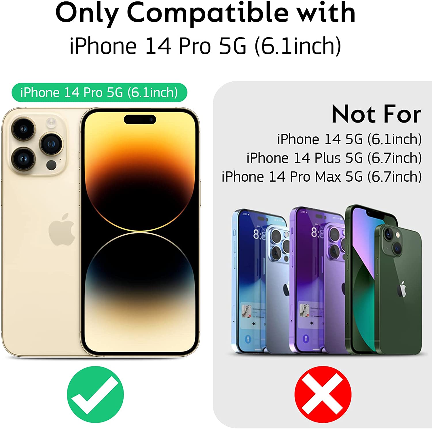 Premium iPhone 14 Pro Case with 2 Tempered Glass Screen Protectors & 2 Camera Lens Protectors - Shockproof Black Cover for Everyday Protection & Style