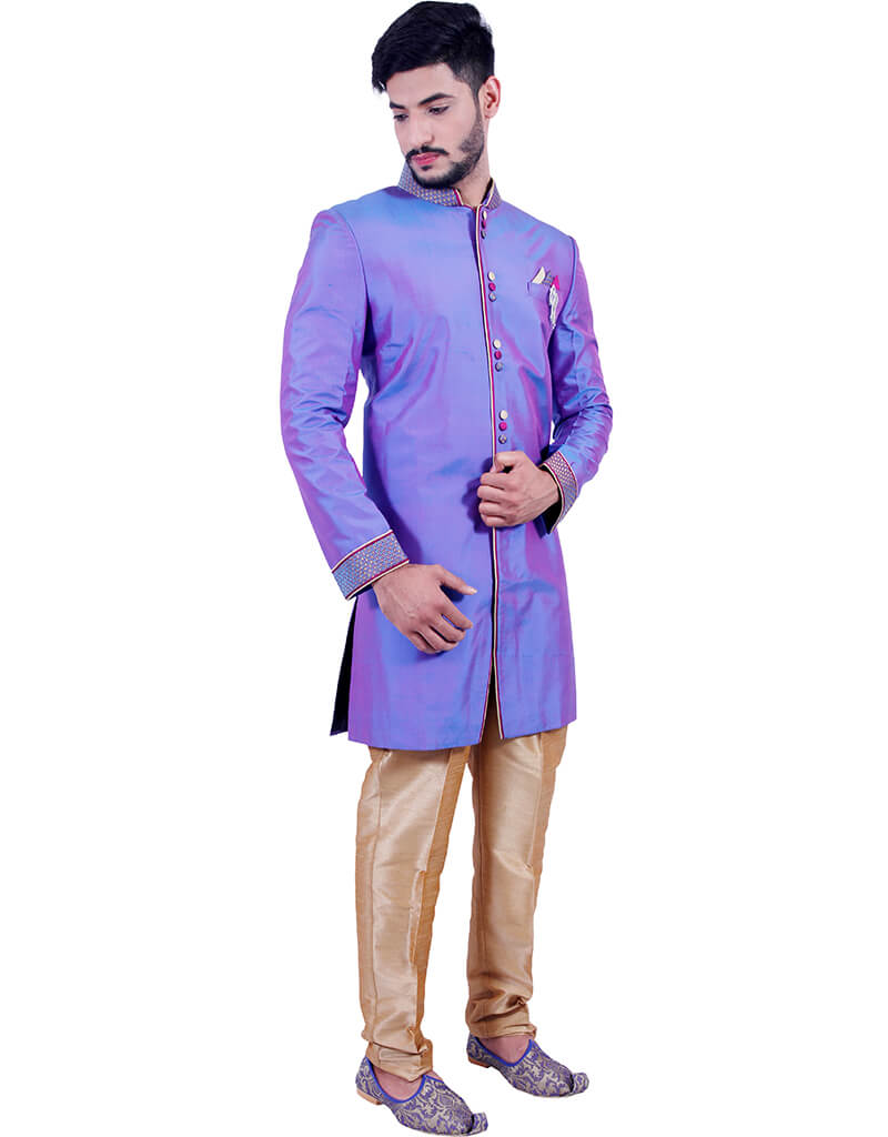 Amethyst Indo Western Art Silk Churidar - Elegant Ethnic Wear for Women, Perfect for Festivals, Weddings & Special Occasions