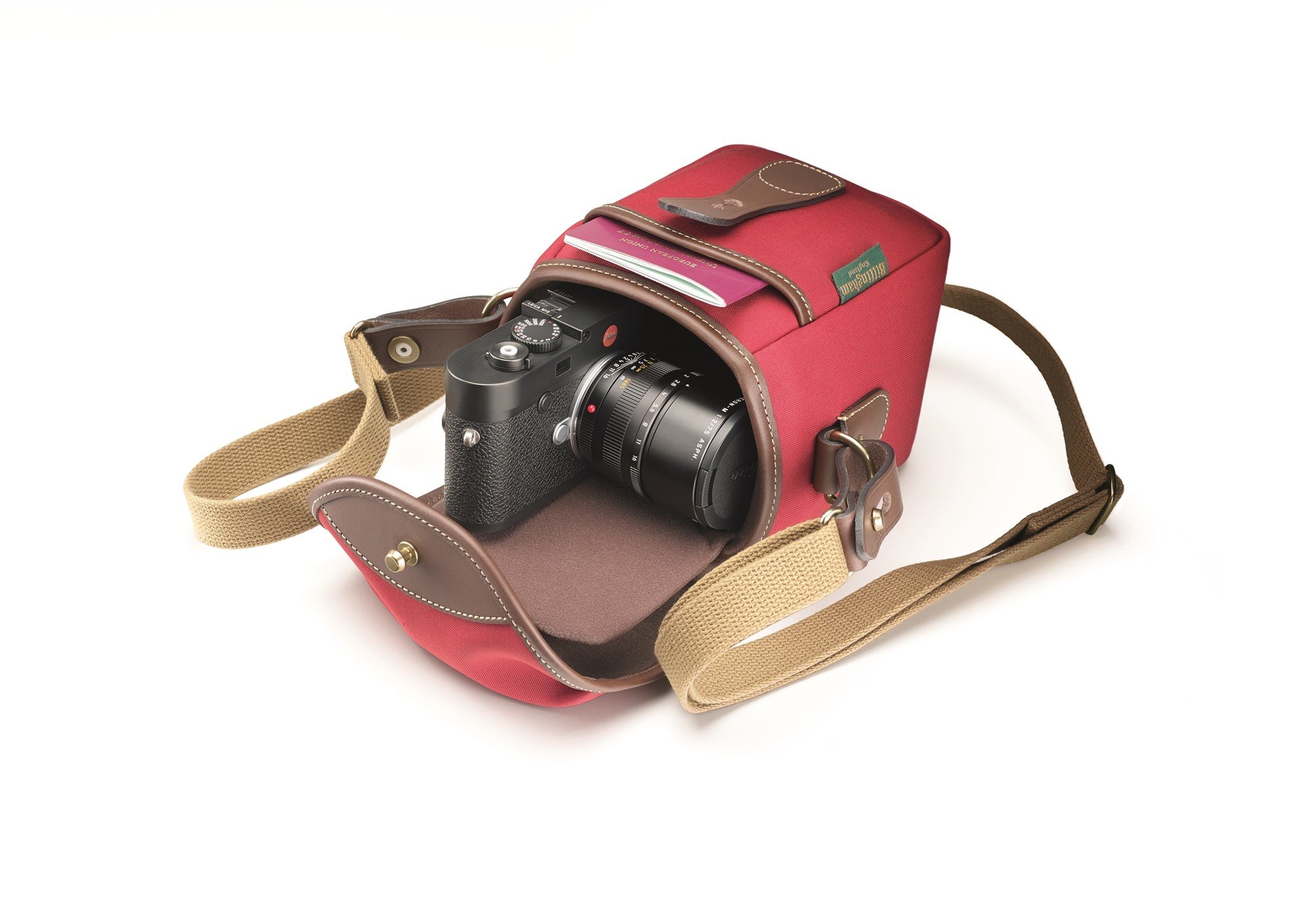 Billingham 72 Small Camera Bag - Burgundy Canvas & Chocolate Leather - Compact DSLR & Mirrorless Camera Case for Travel & Outdoor Photography
