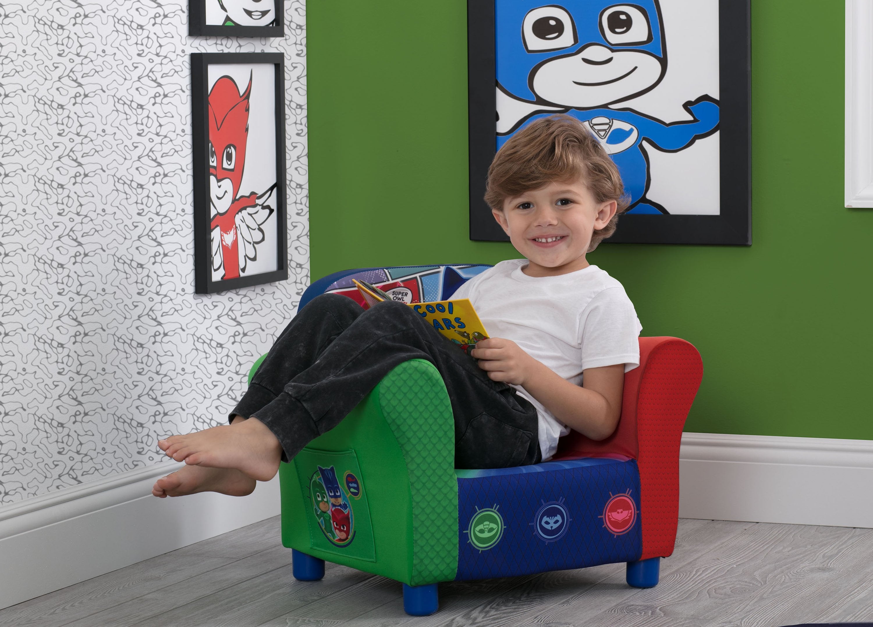 PJ Masks Kids Upholstered Chair - Superhero Themed Children's Armchair for Bedroom, Playroom & Nursery - Soft & Comfortable Seating for Toddlers & Preschoolers