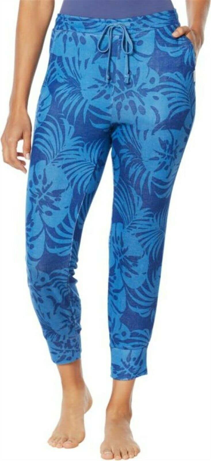 Vintage America Lounge Interlock Knit Jogger Pants - Palm Shadow Blue - Size L - New 690-597 | Comfortable Casual Wear for Home, Gym & Travel