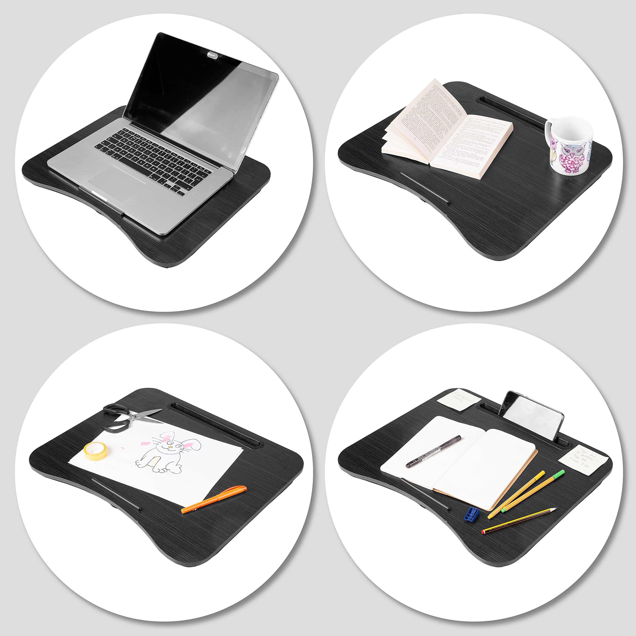 Ergonomic Laptop Tray with Cushion - Portable Lap Desk with Handles for Home, Office, Bed & Gaming - Durable Laptop Stand Riser for Comfortable Work & Entertainment - Model DML432
