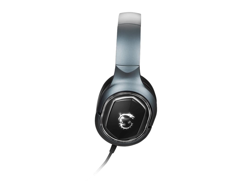 MSI IMMERSE GH50 Gaming Headset with 7.1 Virtual Surround Sound - Wired USB Headphones with Vibration Feedback, 40mm Neodymium Drivers, RGB Lighting & Detachable Mic for PC, PS4, Xbox - Perfect for FPS, RPG & Streaming Games