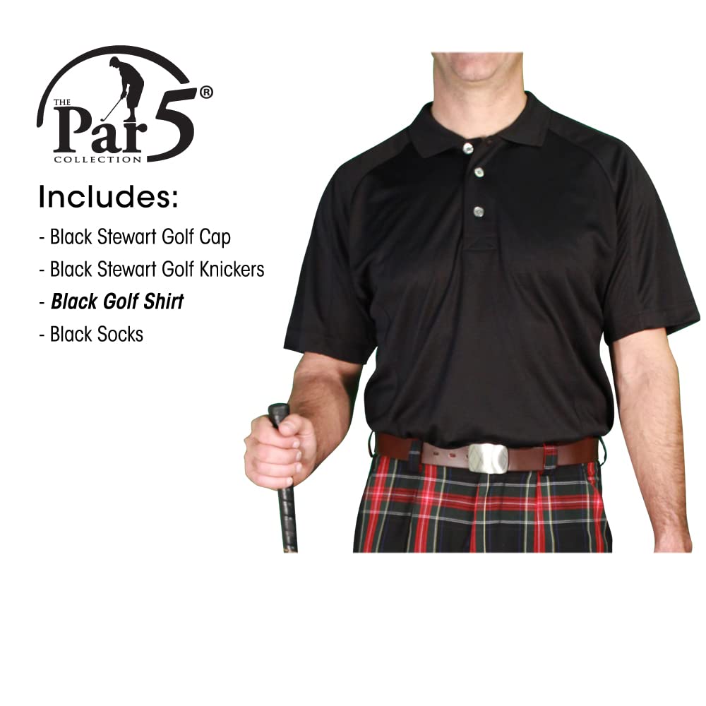Black Stewart Men's Golf Outfits - Premium Black Golf Wear for Men - Perfect for Golf Tournaments, Country Club Events & Casual Golfing