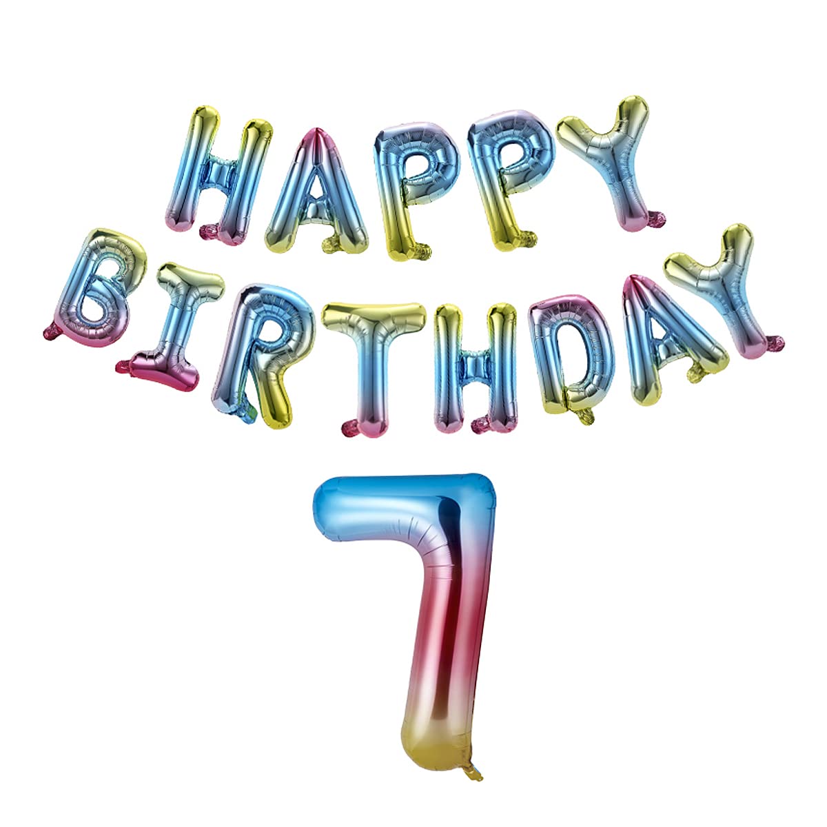 40 Inch Happy Birthday Number 7 Banner & Balloons - Rainbow Gradient Foil Balloons for 7th Birthday Party Decorations | Boys & Girls Celebration Supplies | Perfect for Indoor & Outdoor Birthday Decor