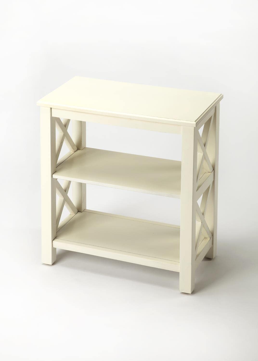 BUTLER 4105222 VANCE COTTAGE WHITE BOOKCASE - Rustic Farmhouse Style Bookshelf for Living Room, Bedroom & Office Storage - Perfect for Home Decor and Organizing Books, Plants & Decorative Items