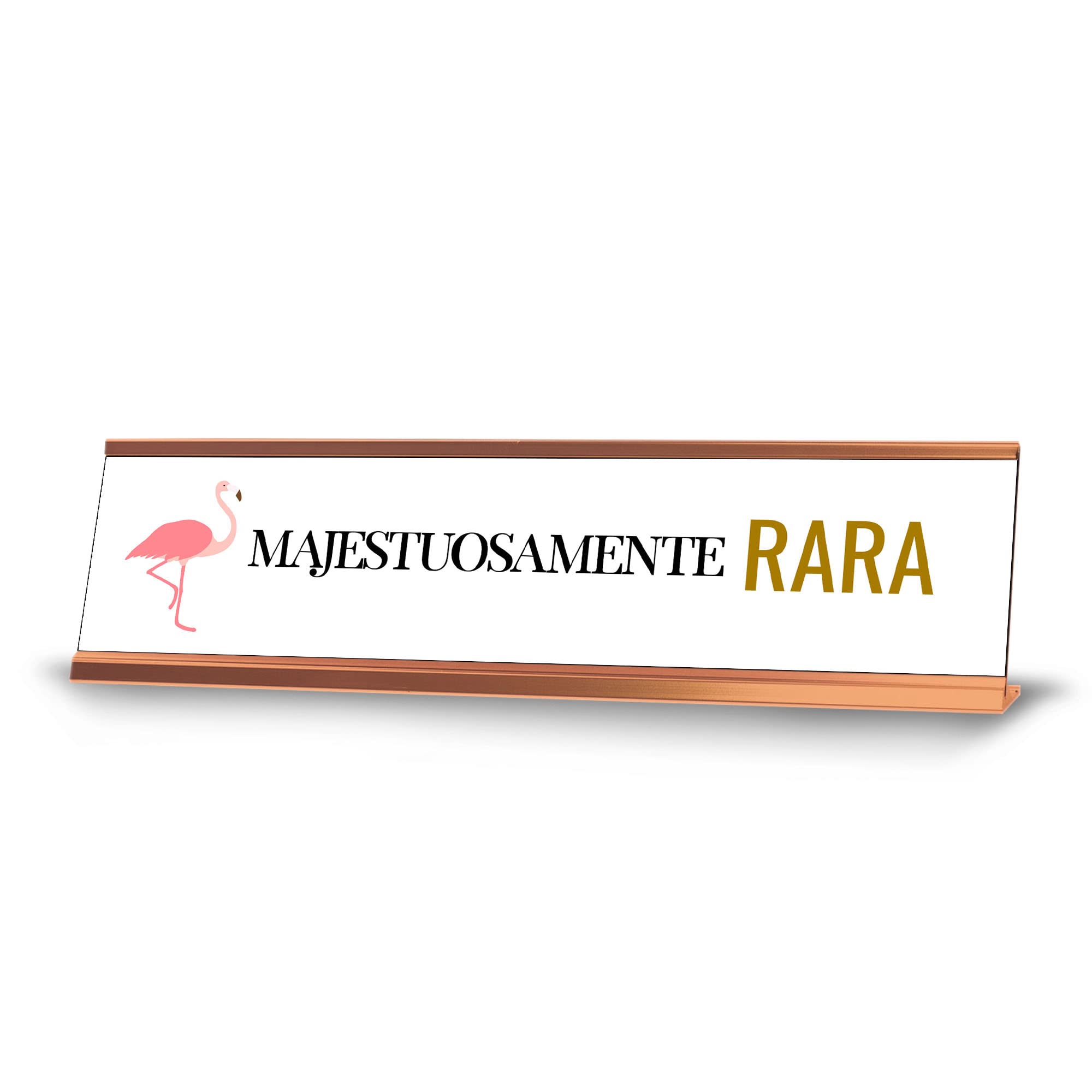 Flamingo Gold Frame Desk Sign - Elegant & Rare 2 x 8 Inch Office Decor - Perfect for Home Office, Reception Desk & Gift Giving