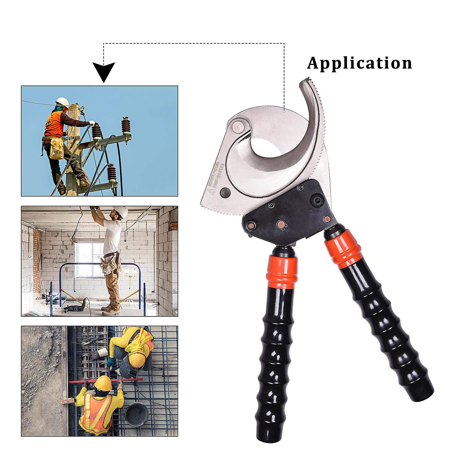 SANIK Heavy Duty Ratchet Cable Cutter with Telescoping Handles - Professional Wire Cutters for Cu-Al Armored Cable (3x120mm²) & 3600 Pairs Communication Cables - Ideal for Electricians, Construction & Telecom Work - Perfect for Cutting Thick Electrical Wires, Communication Lines and Industrial Cables