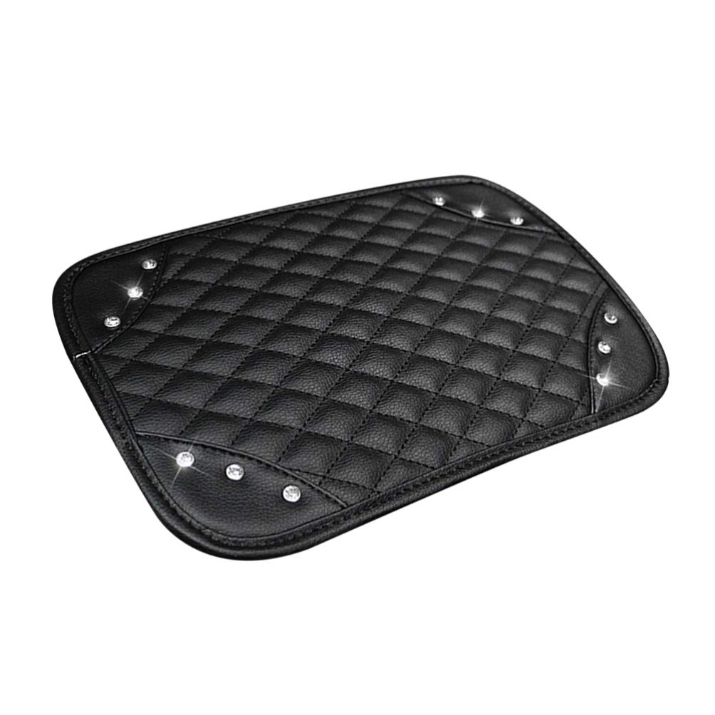 Garneck Car Armrest Cushion with Rhinestone Design - Black Center Console Pillow Cover, Armrest Box Riser Mat for Enhanced Comfort in Cars, SUVs, and Trucks - Perfect for Long Drives and Daily Commutes
