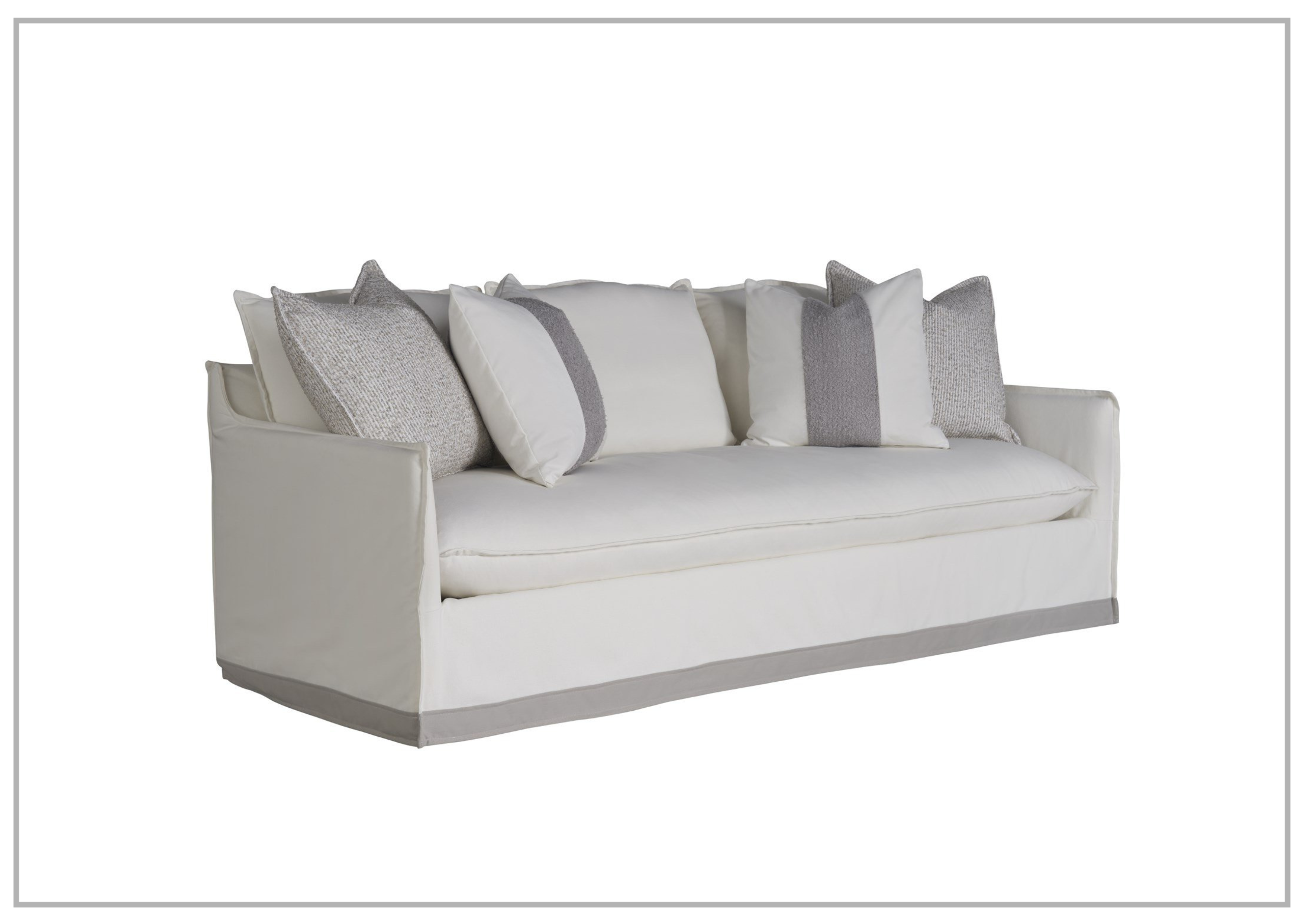 Universal White Fabric Sofa with Pillows - Siesta Key Stationary Couch for Living Room, Lounge & Home Decor