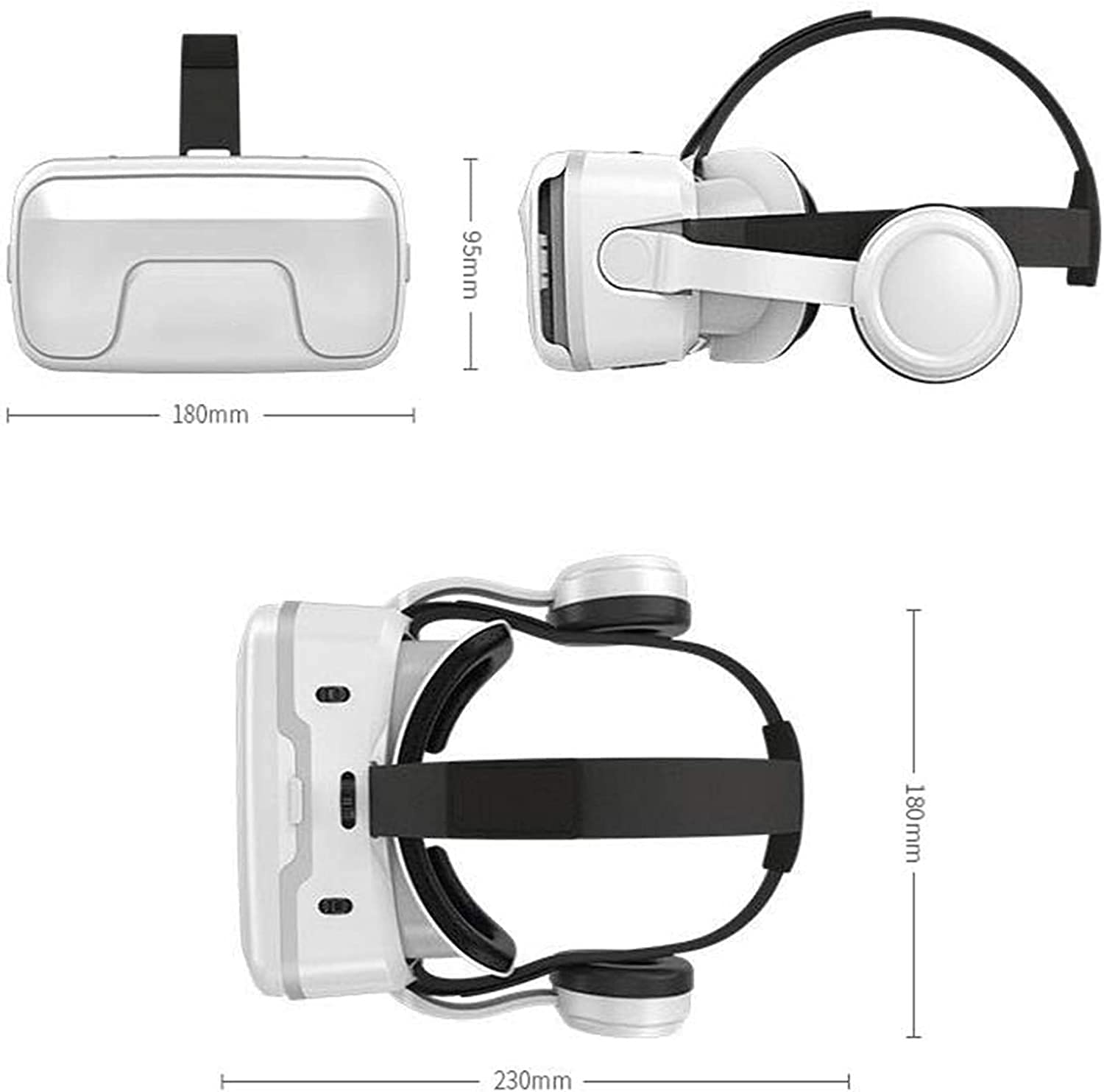 XIXIDIAN All-in-One VR Gaming Headset with Built-in Stereo Headphones, Adjustable Comfortable Soft 3D Virtual Reality Glasses for Mobile Phones - Perfect for Immersive Gaming, Movies, and Virtual Experiences
