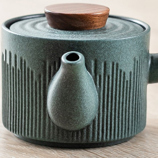 Premium Japanese Cyan Stone Glazed Tea Set - Handcrafted Ceramic Matcha Tea Cups with Teapot - Perfect for Traditional Tea Ceremonies & Home Decor