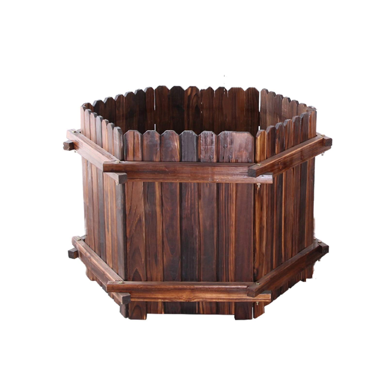Vintage Hexagon Wooden Flower Pots - Large Durable Outdoor Garden Planter Box for Vegetables, Flowers, and Landscaping | Perfect for Patio, Balcony, and Backyard Decor