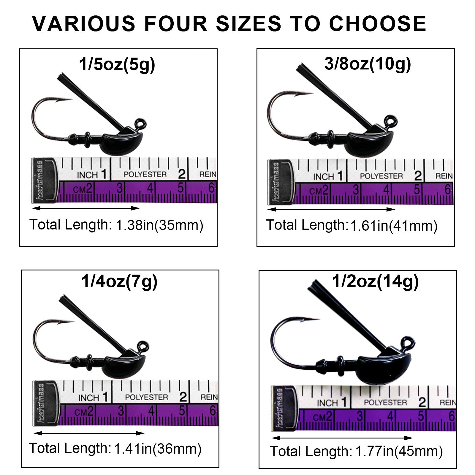 THKFISH Bass Tungsten Jig - Weedless Swim Jigs for Bass Fishing (5-Pack, Multi-Color) - Premium Finesse Boo Jig Lure with Weed Guard - Perfect for Freshwater Fishing & Tournament Bass Angling