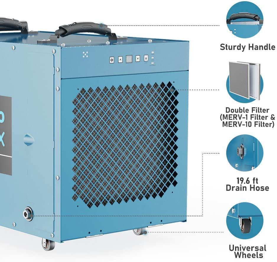 AlorAir UNI P DRY PRO 120X 120-Pint Commercial & Residential Dehumidifier with Built-in Condensate Pump - Ideal for Basements, Job Sites, and Large Spaces
