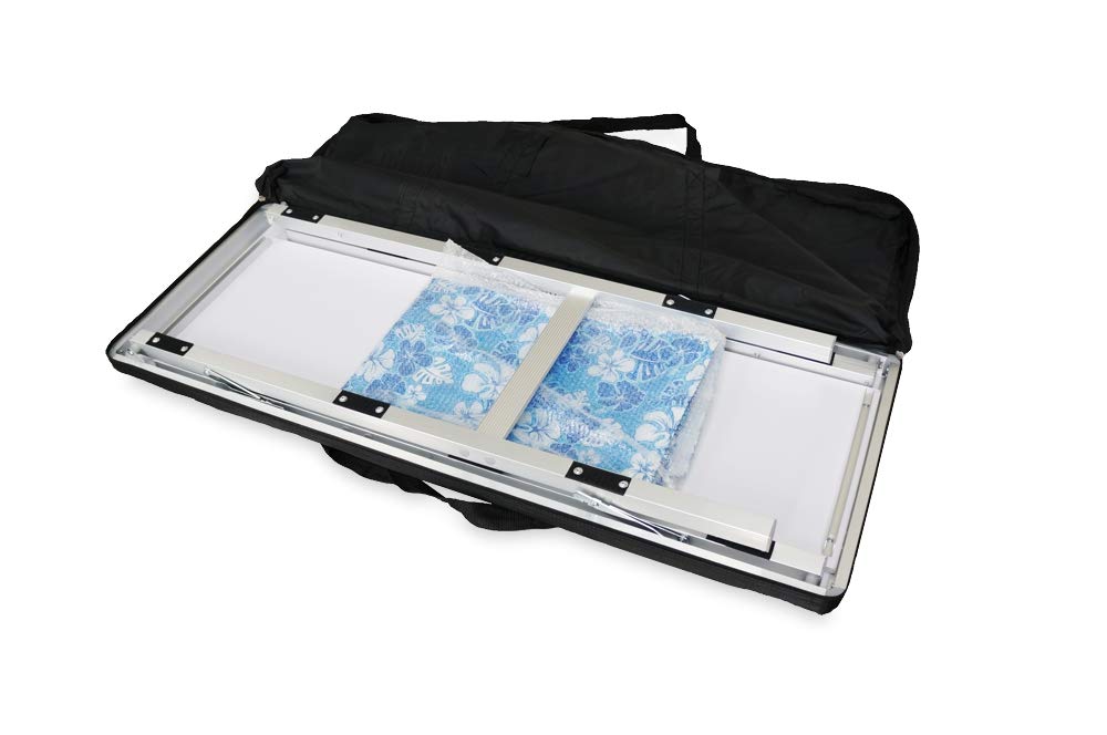Portable Folding Party Bar with LED Lights - Black & Hawaiian Skirts, Storage Shelf & Carrying Case - Perfect for Outdoor Events, Backyard Parties & Tailgating