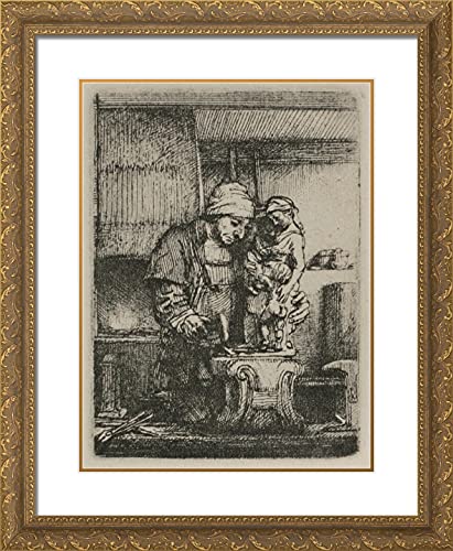 Gold Ornate Wood Frame with Double Matting