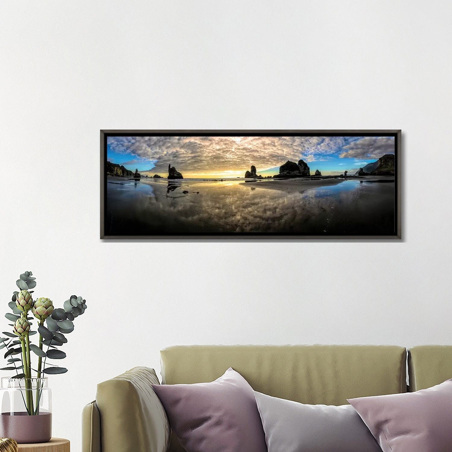 Before Sunset Motukiekie Beach West Coast New Zealand Landscape Art Print - Framed Wall Decor for Living Room, Bedroom & Office