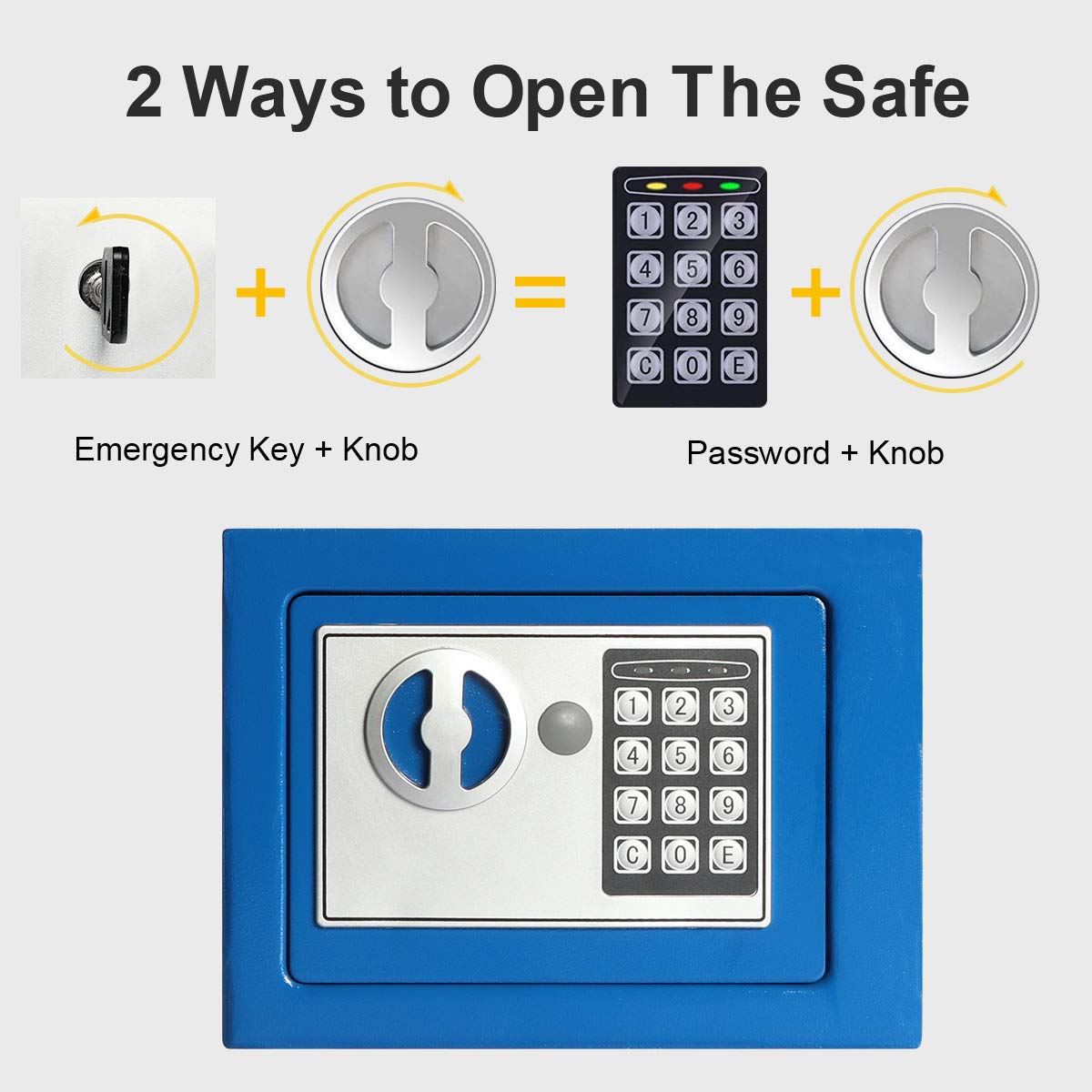 Jssmst Small Electronic Safe Box - 0.17CF Mini Security Safe for Kids, Home & Office - Portable Lock Box with Digital Keypad (9.06 x 6.69 x 6.69 inches) - Blue SM-SF027 - Perfect for Storing Cash, Jewelry & Important Documents