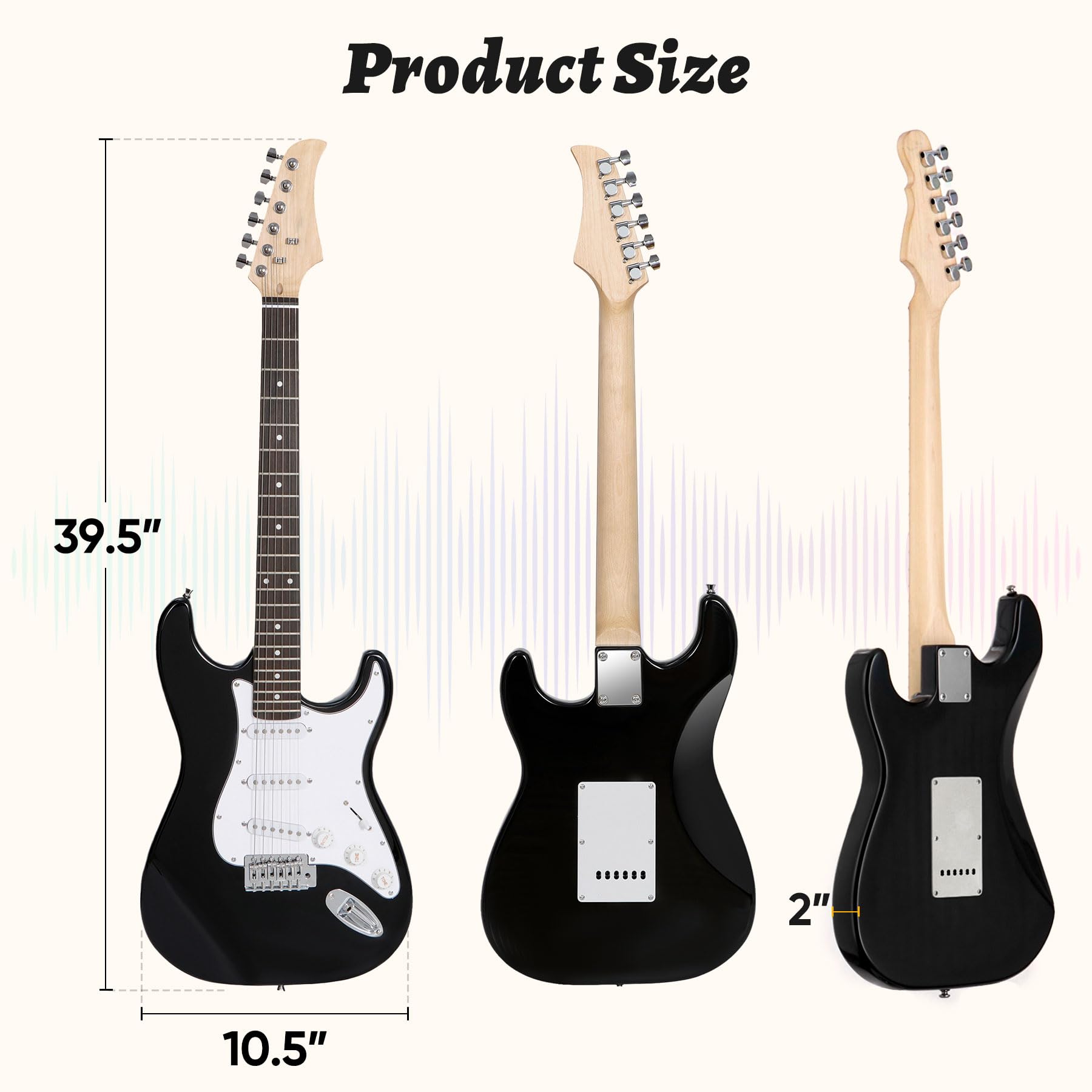 **39-Inch Full Size Electric Guitar Starter Kit with Adjustable Strap, 10W Amp, Gig Bag & Strings – Perfect for Beginners, Kids & Teens – Ideal for Practice, Performances & Home Learning (Black)**