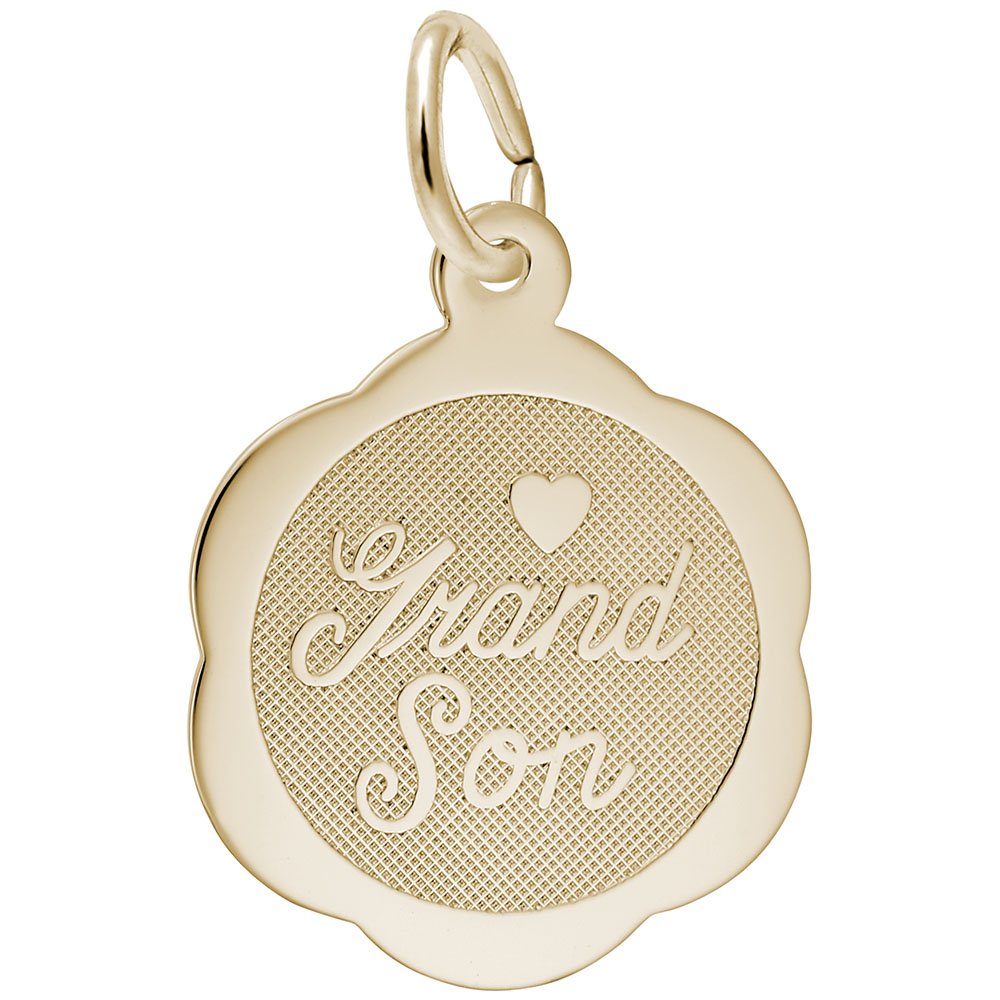 10K Yellow Gold Grandson Charm - Dainty Pendant for Bracelets & Necklaces - Perfect Gift for Grandson's Birthday, Christmas or Special Occasions