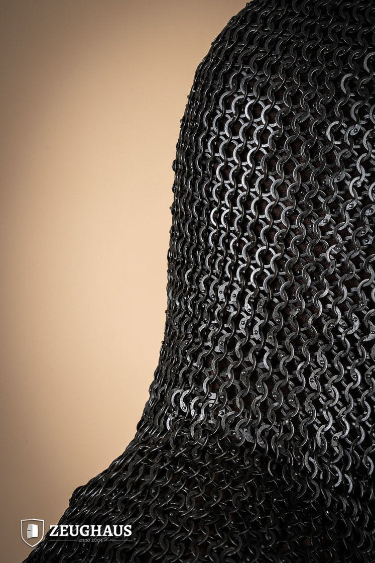 Chainmail Hood Flat Ring Riveted 9mm Burnished - Medieval Armor for LARP, Cosplay & Renaissance Fairs