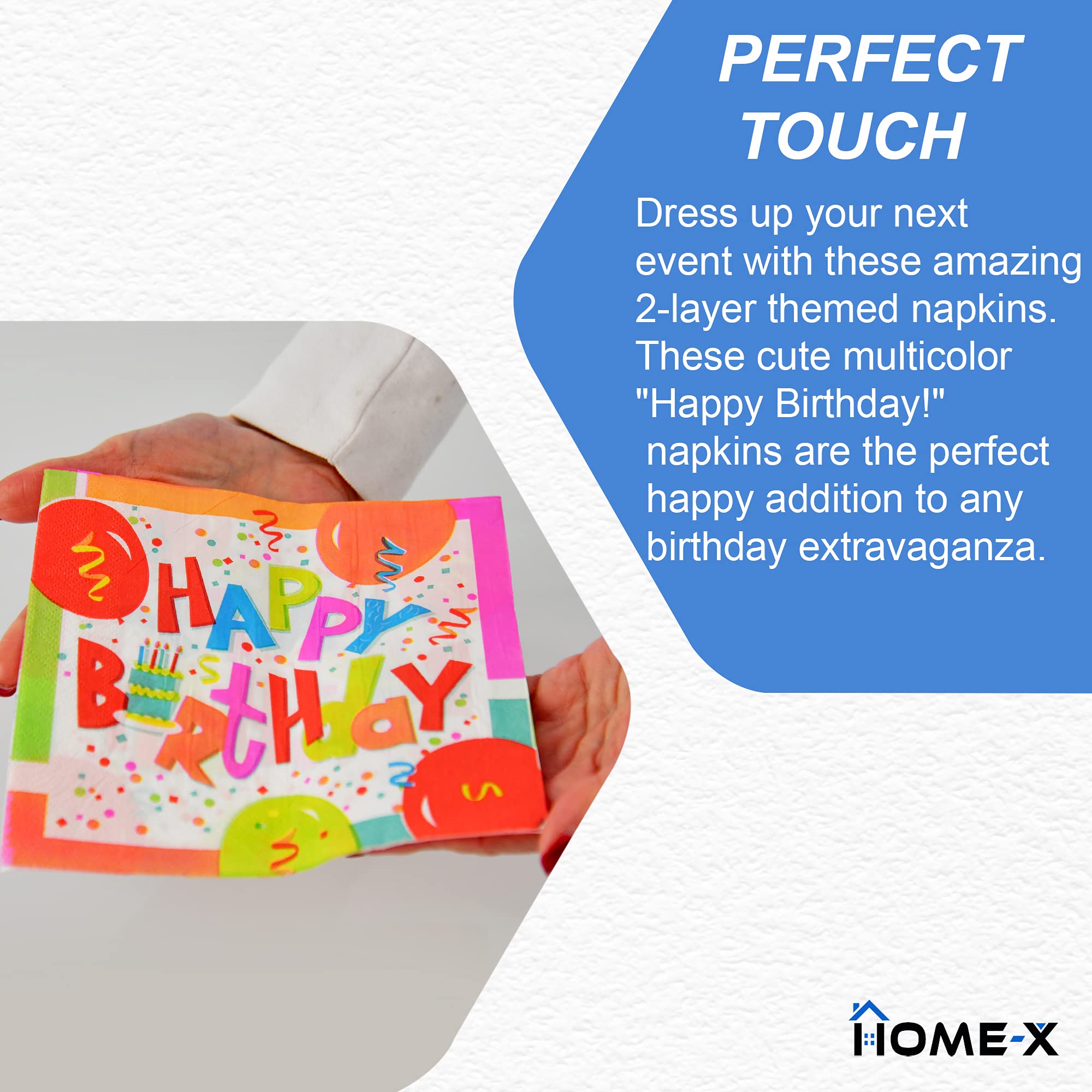 Happy Birthday Napkins - 48pc Confetti Paper Napkins for Birthday Party Decorations, Double Layer 6.5