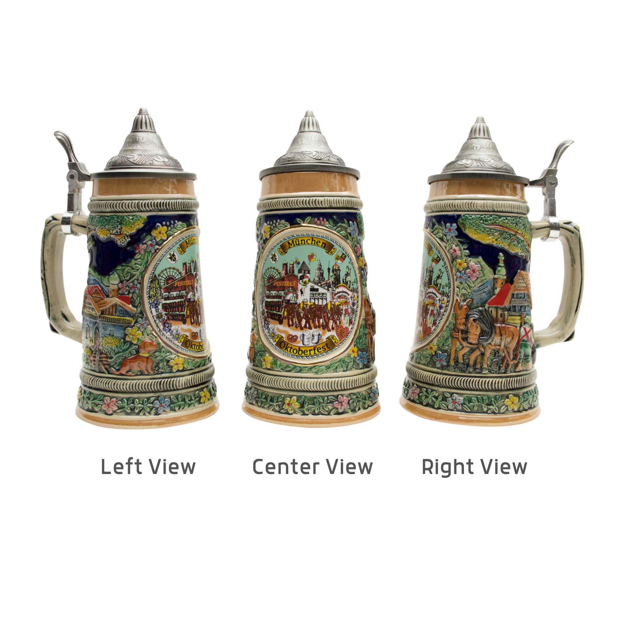 0.75 Liter Oktoberfest Beer Stein with Lid - Authentic German Oktoberfest Mug for Beer Lovers - Perfect for Oktoberfest Parties, Themed Events & Home Bar Decor