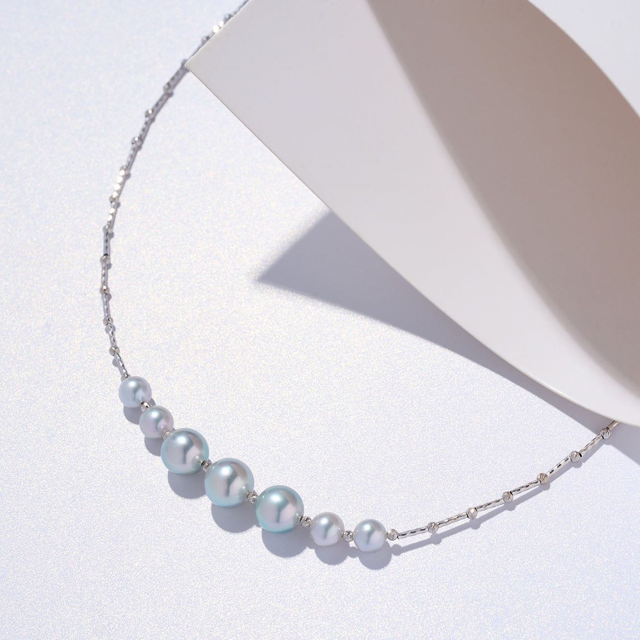 18K Solid Gold Blue Akoya Pearl Necklace for Women - Elegant Silver Chain, Luxury Jewelry Gift for Brides, Anniversaries & Special Occasions