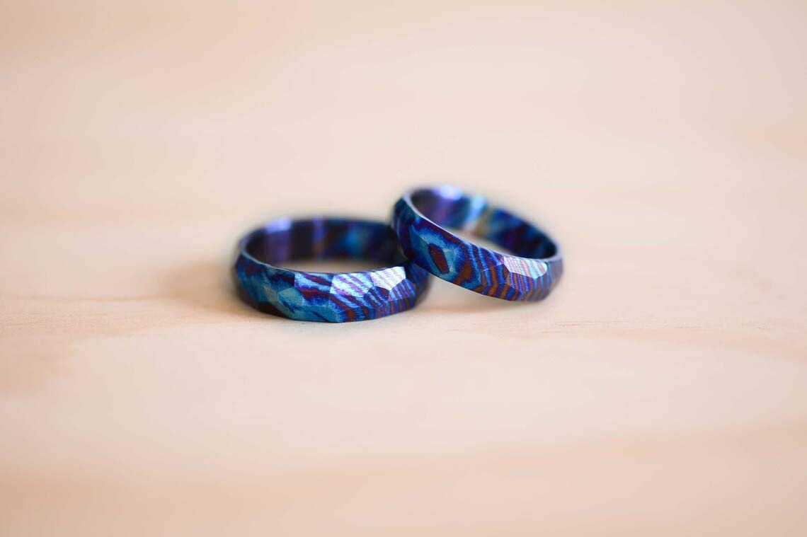 Handmade Damascus Titanium Ring - KE-105-AT Custom Comfort Fit Wedding Band for Men & Women, Timascus Steel Engagement Ring, Modern Unisex Jewelry Statement Piece - Perfect for Weddings, Anniversaries & Special Occasions