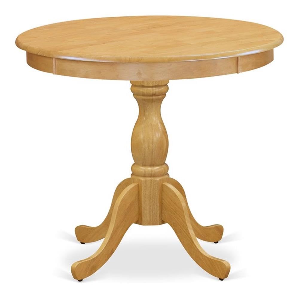 Antique Oak Pedestal Dining Table - 36 Inch Round Wooden Kitchen Table with Sturdy Base | Perfect for Small Spaces, Breakfast Nooks & Cozy Family Meals