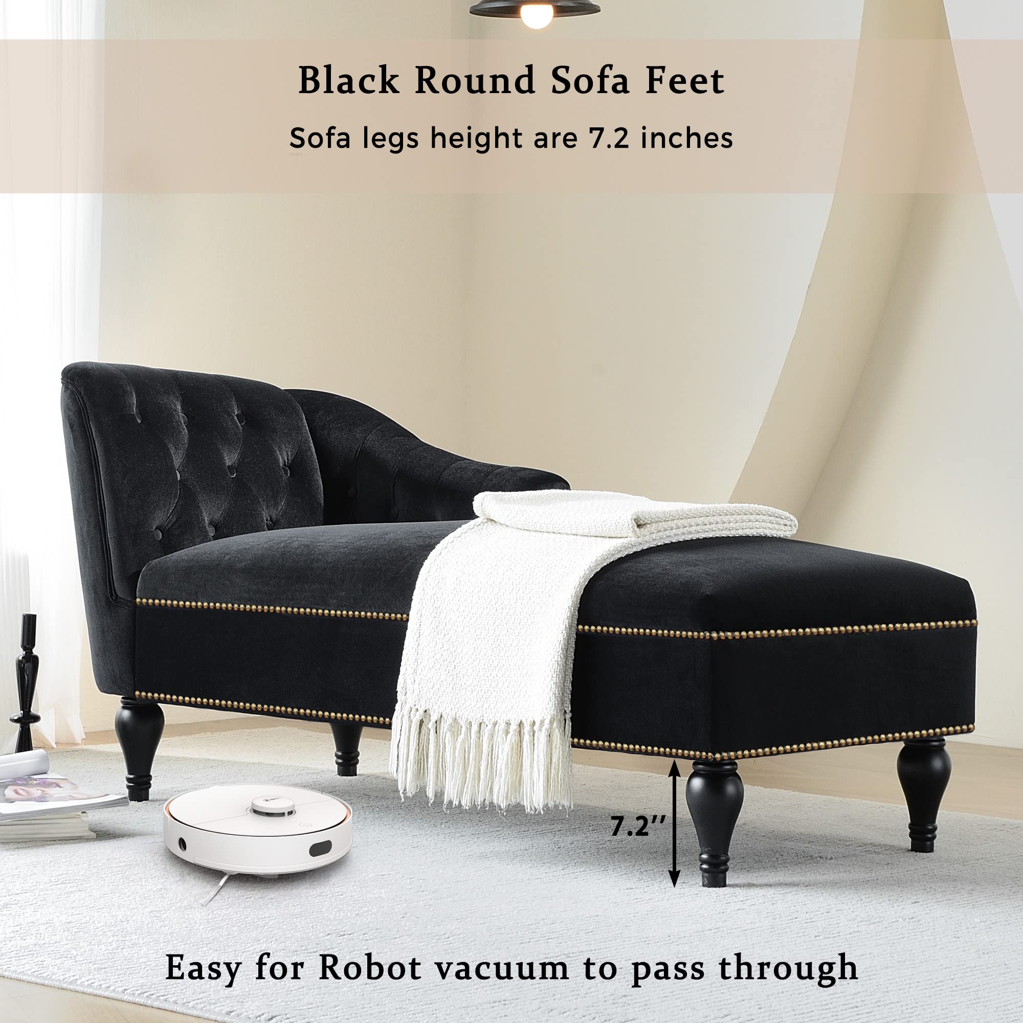 Luxury Velvet Chaise Lounge Sofa - 58