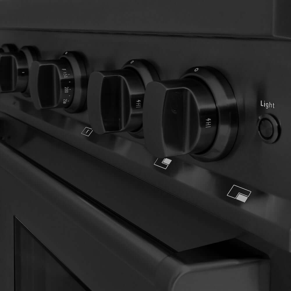 ZLINE 30 Inch 4.2 Cu Ft Black Stainless Steel Gas Range - 4 Burner Cooktop & Convection Oven | Perfect for Home Kitchens, Restaurants & Professional Chefs