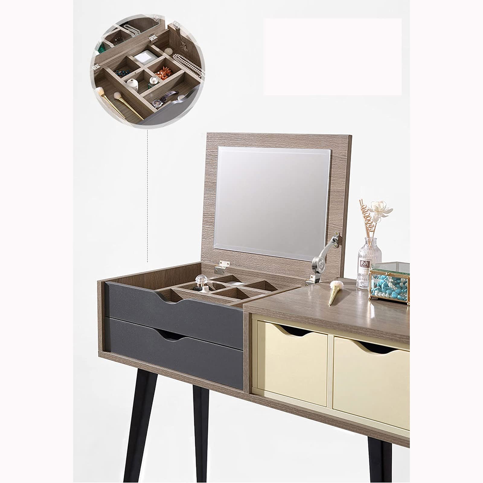Elegant Vanity Table with Flip Top Mirror, 3 Drawers & Makeup Organizer - Multifunctional Dressing Desk for Women & Girls - Perfect for Bedroom, Boudoir & Gift Giving