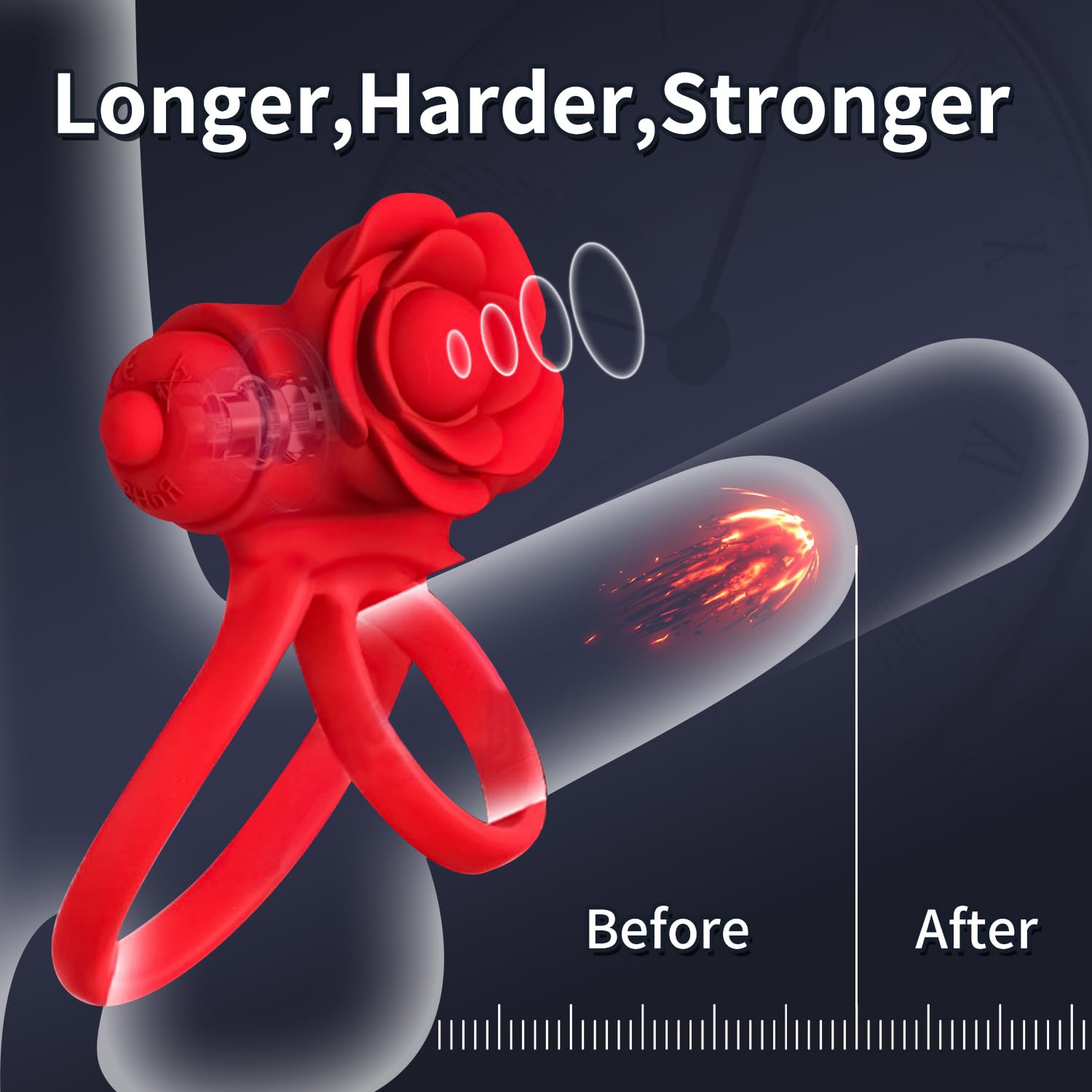 Premium Rose Penis Ring Vibrator - 10 Powerful Vibration Modes for Enhanced Pleasure, Couples Sex Toy for Men & Women, Stimulating Cock Ring for Clitoral & Penile Pleasure - Perfect for Romantic Nights & Spicing Up Your Love Life