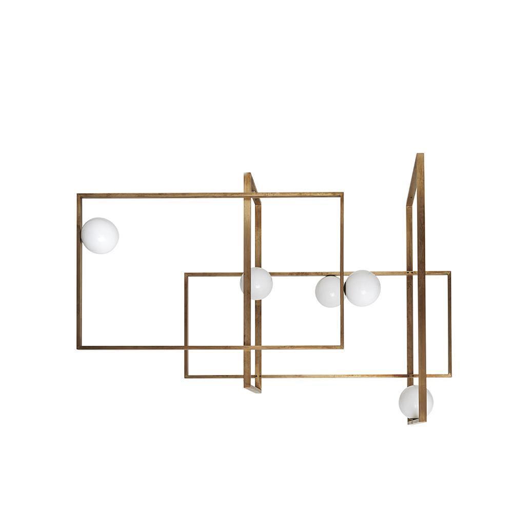Modern Mondrian Style Glass Ceiling Light Fixture - Geometric Abstract Design for Dining Room, Living Room & Bedroom Lighting