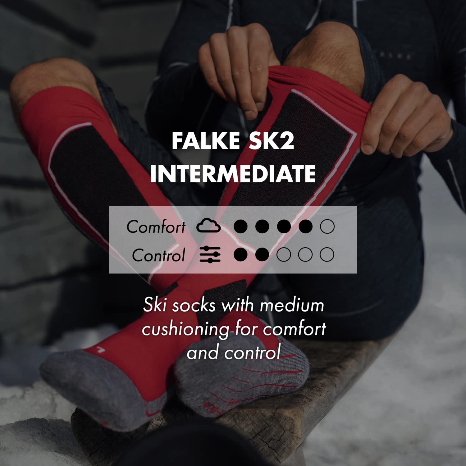 FALKE Women's SK2 Intermediate Merino Wool Cashmere Ski Socks - Warm Thermal Winter Socks for Skiing, Snowboarding & Outdoor Activities (1 Pair)