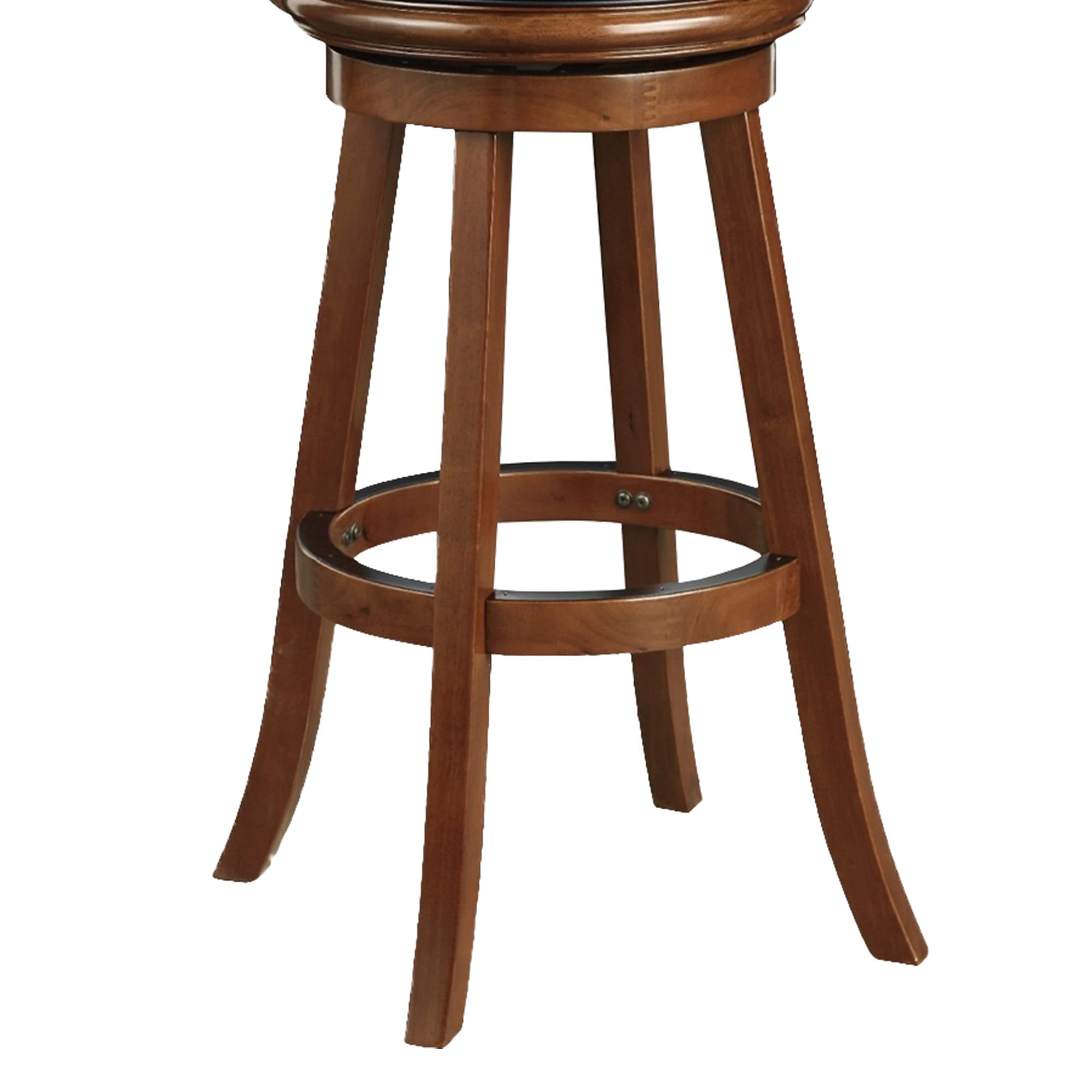 Benjara BM274343 34 Inch Extra Tall Swivel Bar Stool - Wood Frame with Faux Leather Upholstery in Cherry Brown - Perfect for Kitchen Islands, Home Bars & Dining Counter Height Tables